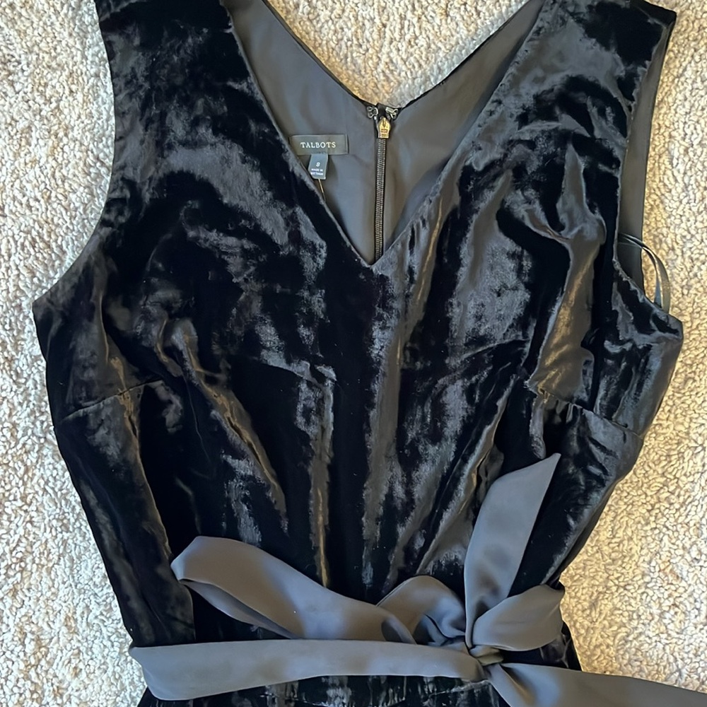 Vintage NWT Talbots Black Velvet Tie-Waist Jumper Size 8 - Picture 2 of 5